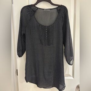 Smart Set Black Sheer Blouse with Pattern